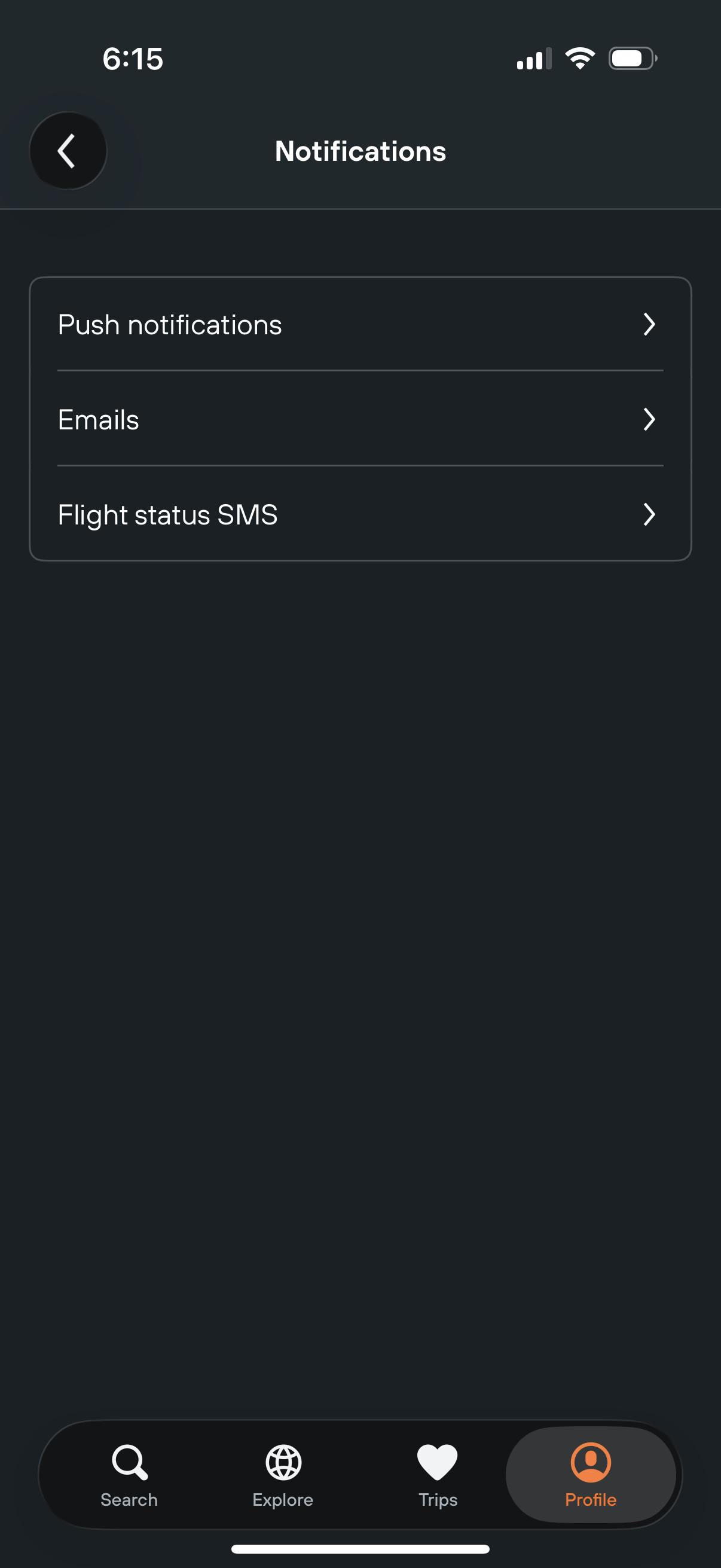 kayak notifications screenshot